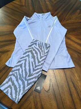 adidas Lavender Zip Jacket with Gray Zebra-Print Leggings